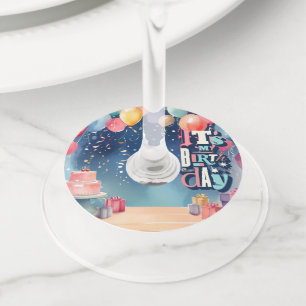 Birthday Party Invitation Wine Glass Tag