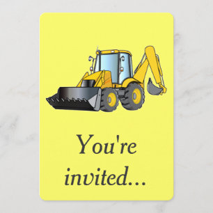 Birthday Party Invitation with Backhoe