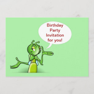 Birthday party invitation with talking cricket