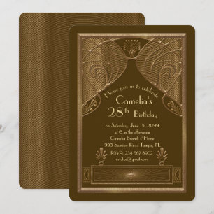Birthday party invitation woman,great Gatsby,brown