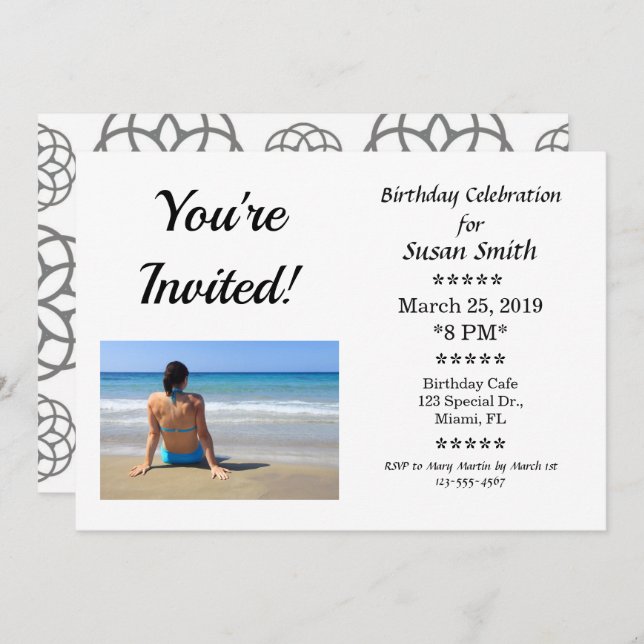 Birthday Party Invitation You're Invited Custom (Front/Back)