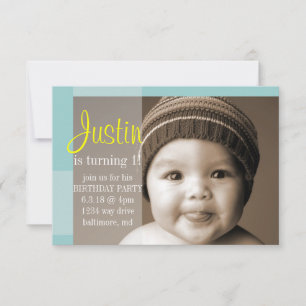 Birthday Party Invite A Segment Blue Yellow