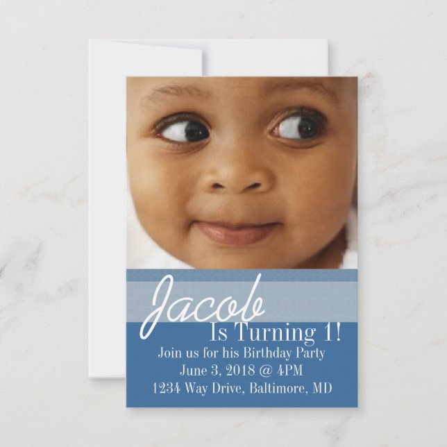 Birthday Party Invite | B-Day blue (Front)