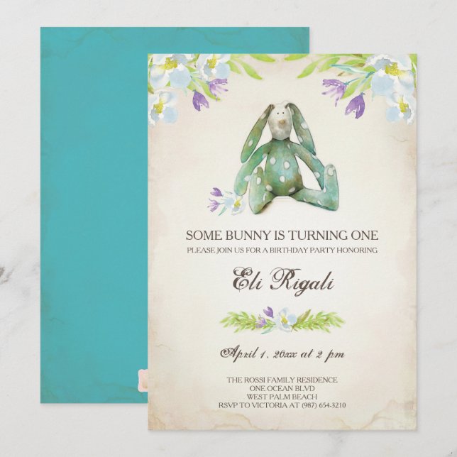 Birthday Party Invite ~ Bunny Invitation (Front/Back)
