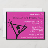Birthday Party Invite Martini Glass (Raspberry)