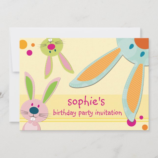 BIRTHDAY PARTY INVITES :: bunny's peeking 1L (Front)
