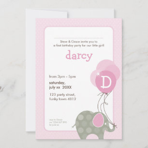 BIRTHDAY PARTY INVITES :: elephant + balloons 6P