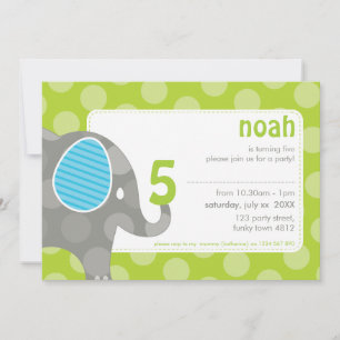 BIRTHDAY PARTY INVITES :: elephant + number 1L