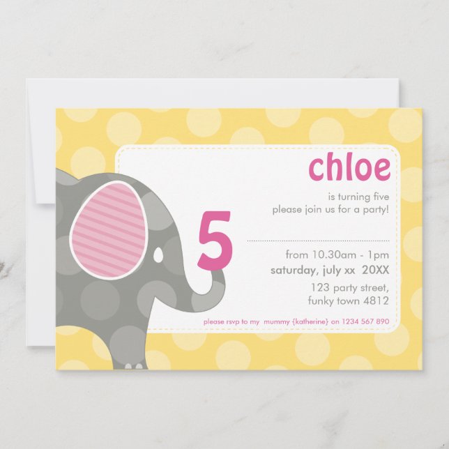 BIRTHDAY PARTY INVITES :: elephant + number 3L (Front)