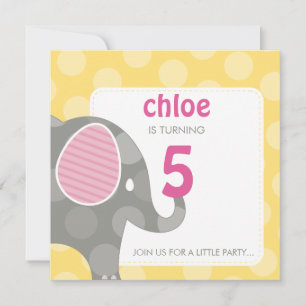 BIRTHDAY PARTY INVITES :: elephant + number 3SQ