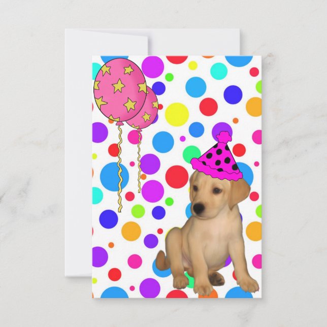 Birthday Party Labrador Puppy Spots Balloons Invitation (Front)