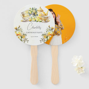 Birthday Party Lemon Tea Vintage Photo Hand Fan
