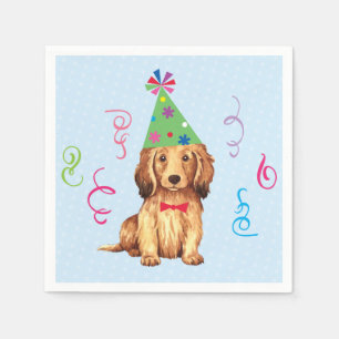 Birthday Party Longhaired Dachshund Napkin