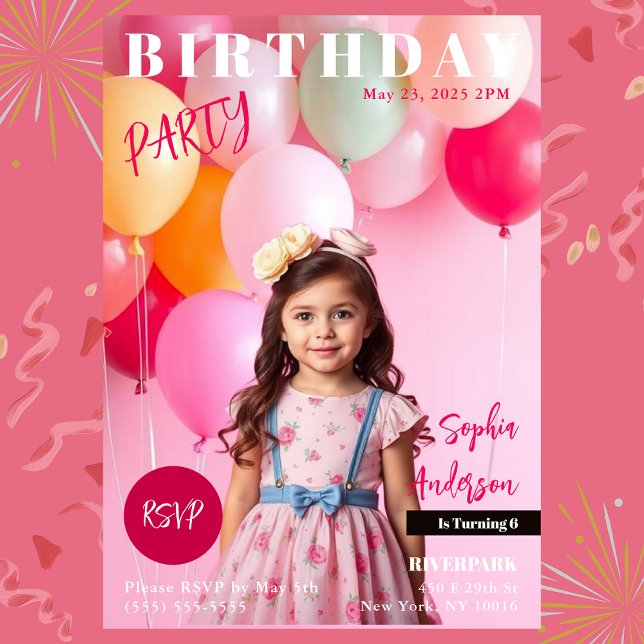 Birthday Party Magazine Cover Invitation (Pink Birthday Party Magazine Cover Invitation Girls)
