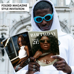 Birthday Party Magazine Cover Photos Invitation