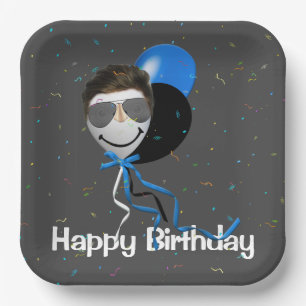 Birthday Party Man on Balloon Paper Plate