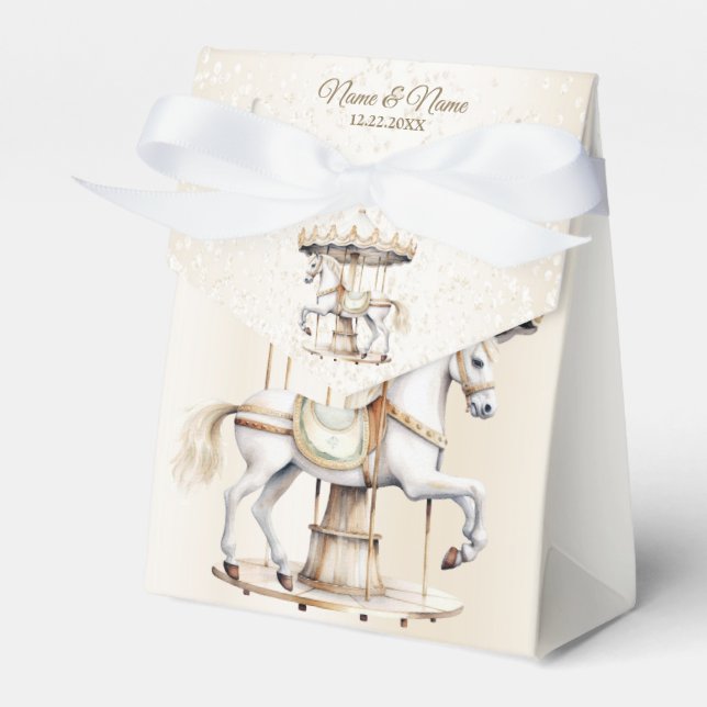 Birthday Party Merry Go Round Circus Carnival Favor Box (Front Side)
