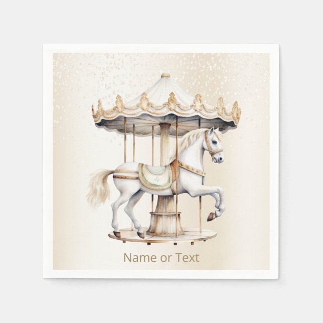 Birthday Party Merry Go Round Circus Carnival Napkin (Front)