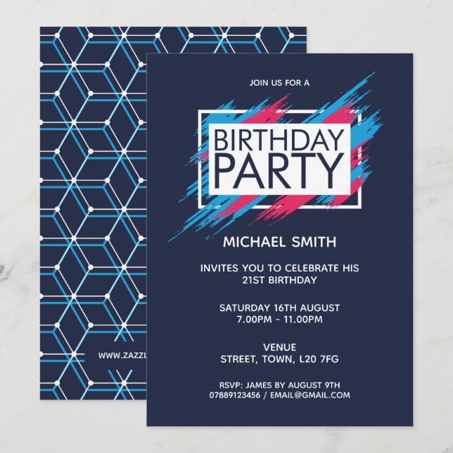 Birthday Party Modern and Fun Invitation (Front/Back)