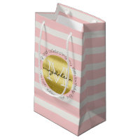 Birthday Party Monogram Gold Glitter Pink Stripes