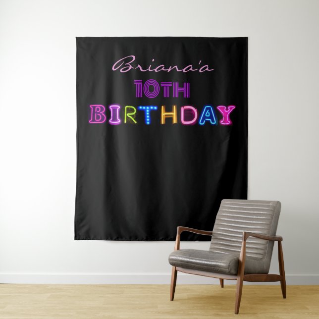 Birthday Party Name Photo Opportunity Backdrop Tapestry (In Situ)