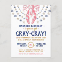 Birthday Party Nautical Beach Crayfish Coral Navy
