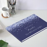 Birthday party navy blue name guest book<br><div class="desc">A guestbook for a feminine and glamourous 50th (or any age) birthday.  A navy blue background with confetti. Personalize and add a name and age 50. The name is written with a modern hand lettered style script. 
Spine: add your own text.</div>