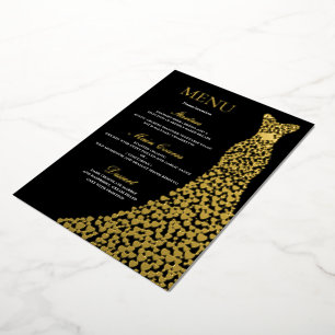 Birthday Party or Bridal Shower Black Menu Gold