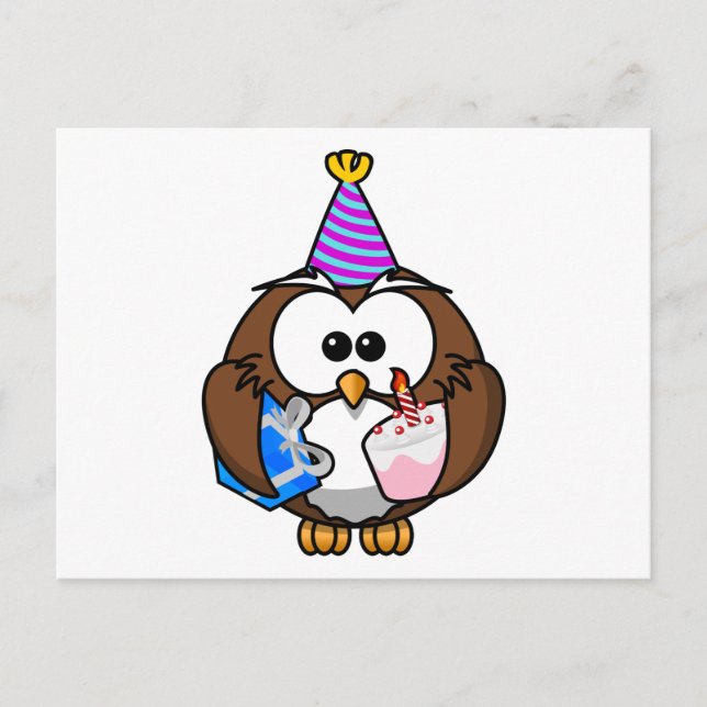 Birthday Party Owl Postcard (Front)