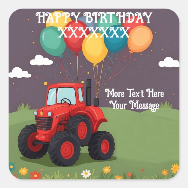 Birthday Party Personalized Square Sticker (Front)