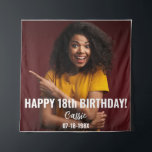 Birthday Party Photo 18th or other Birthday  Tapestry<br><div class="desc">This tapestry says Happy 18th birthday,  but the text is fully customizable,  so you could make this work for any occasion. The text is bold and fun,  and you can include any photo of your choosing.</div>