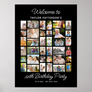 Birthday Party Photo Collage, Simple, Fun Welcome  Poster