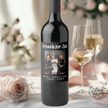 Birthday party photo friends forever black white wine label<br><div class="desc">A gift for your best friend(s) for a birthday party,  a Bridal Shower,  Christmas or a special event. White text: Friends for Life,  written with a trendy style script. Personalize and use your own photo and name(s)  A chic black classic background colour.</div>