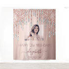 Birthday party photo rose gold glitter pink silver