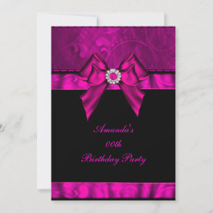 Birthday Party Pink Jewel Bow Image Invitation