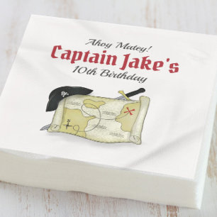 Birthday Party Pirate Map Whimsical Personalized Napkin