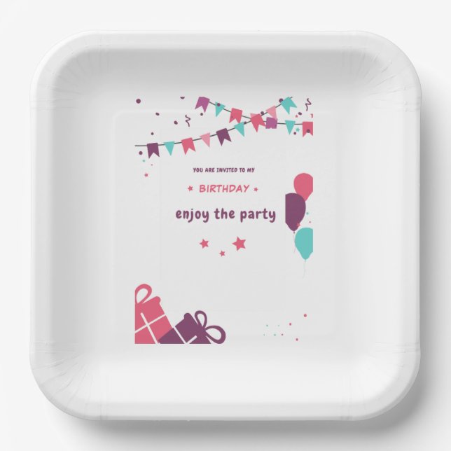 birthday party plastic plate (Front)