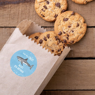 Birthday Party Pool Shark Custom  Classic Round Sticker