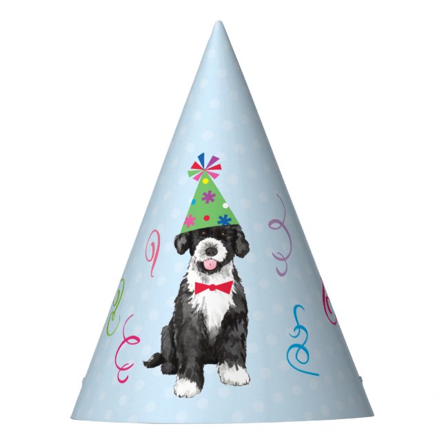 Birthday Party Portuguese Water Dog Party Hat (Front)