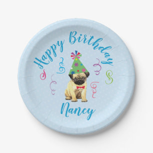Birthday Party Pug Paper Plates