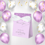 Birthday Party purple glitter violet thank you Favor Box<br><div class="desc">Elegant, classic, glamourous and girly for a 50th (or any age) birthday party favours. A violet, lavender coloured background. With the text: 50th Birthday and Thank You written with a modern grey coloured hand lettered style script. Decorated with purple faux glitter drips, paint dripping look. Personalize and add a name...</div>