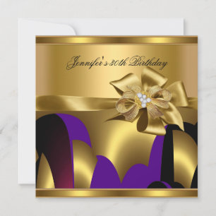 Birthday Party Purple Gold Abstract Invitation