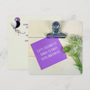 Birthday Party-Queen Anne's Lace on clipboard Invitation