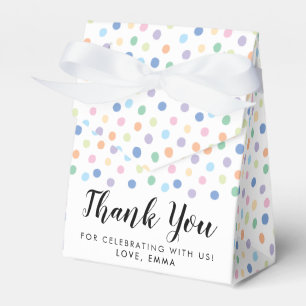 Birthday Party Rainbow Dots Confetti Kids Name Favor Box