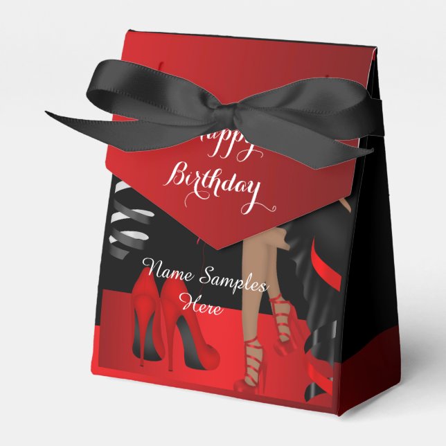 Birthday Party Red Black Shoe High Heels Favour Bo Favor Box (Front Side)
