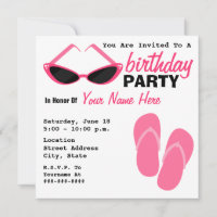 Birthday Party Retro Cat Eye Sunglasses Flip Flops