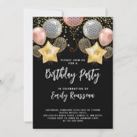 Birthday Party Rose And Gold Balloons Confetti