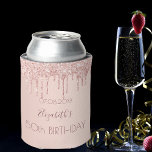 Birthday party rose gold blush glitter drips can cooler<br><div class="desc">A cooler for a girly and glamourous 50th (or any age) birthday party with the girls. A faux rose gold background with an elegant faux rose gold glitter drips, paint drip look. The name is written in dark rose gold colour with a modern hand lettered style script. Template for name,...</div>