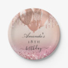 Birthday party rose gold blush pink glitter name