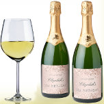 Birthday party rose gold confetti name sparkling wine label<br><div class="desc">A wine label for a girly and glamourous 21st (or any age) birthday party.  A rose gold gradient background with rose gold confetti. Personalize and add a date,  name and age 21. The name is written with an elegant hand lettered style script.</div>